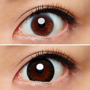 플레이업 먼슬리 언더 더 오리온(2박스세트) 컬러 렌즈 착용 샷 비교